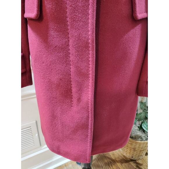 Land's End Women's Red Solid Wool Long Sleeve Collared Mid Length Coat Size 4 - Picture 4 of 13